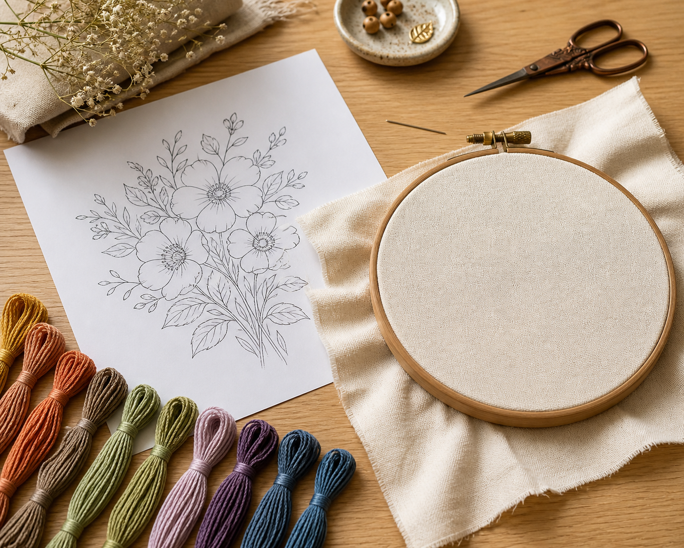 Un motif de broderie main gratuit en PDF se prépare en 3 gestes